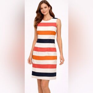 Vince Camuto Colorblock Midi Dress - Orange, White, and Navy